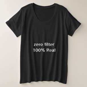 Camiseta filtro zero, 100 % real a preto