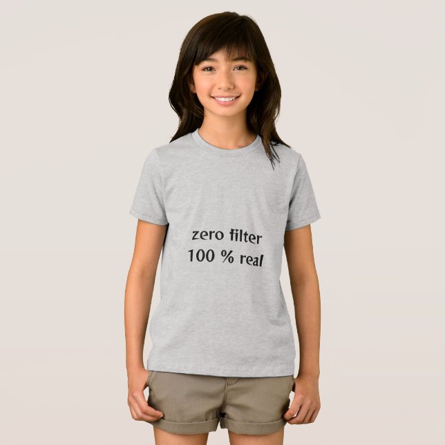 Camiseta filtro zero 100 % real na cinza (Frente Completa)