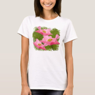 Camiseta Fim-acima cor-de-rosa de flutuação de três