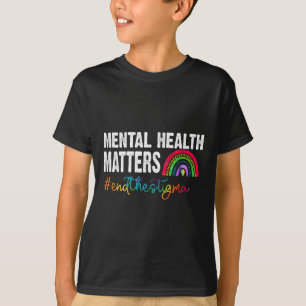 Camiseta Fim Da Saúde Mental Estigma S Consciência Arco-Íri