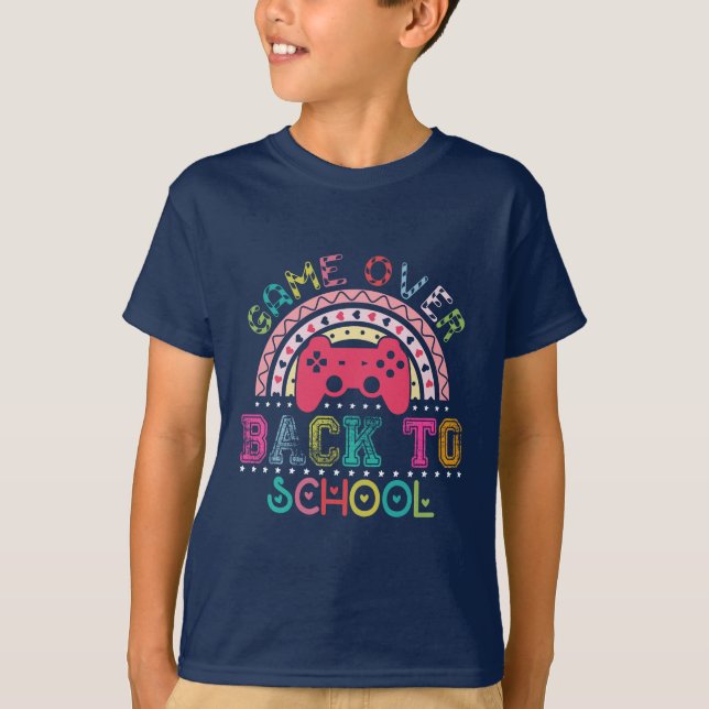 Camiseta Fim de jogo. De volta à escola. Estilo retrô. (Frente)