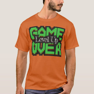 Camiseta Fim de Jogo Subir de Nível Mundo de Jogo Retro Pie