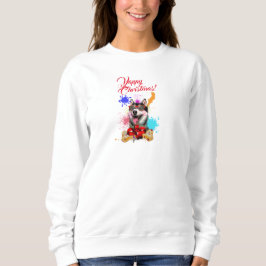 Camiseta Fim de Natal Cute Siberian Husky Iappel