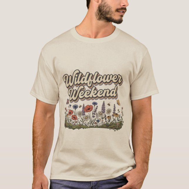 Camiseta Fim de Semana das Flores Silvestres Floral Retro  (Frente)