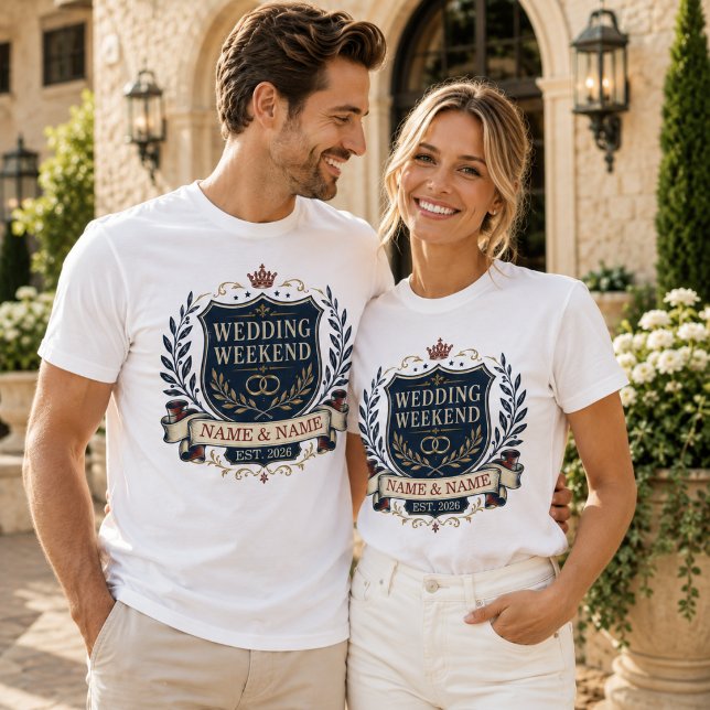 Camiseta Fim de Semana de Casamento Personalizado (Criador carregado)