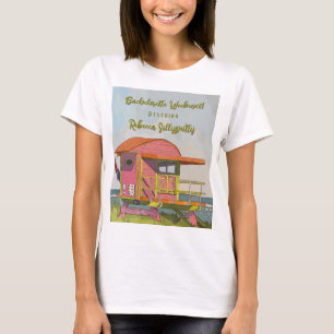 Camiseta Fim de Semana de Solteira Vibes de Salvavidas Rosa