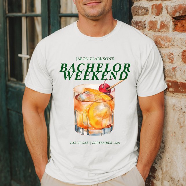 Camiseta Fim de Semana de Solteirão com Coquetel Old Fashio (Criador carregado)