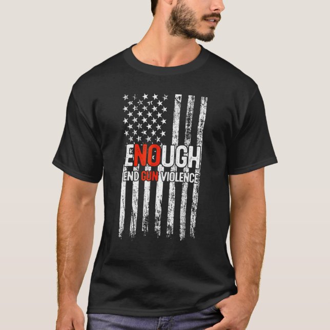 Camiseta Fim suficiente da violência contra as armas, sem V (Frente)
