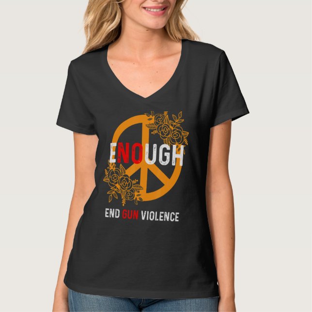 Camiseta Fim suficiente da violência contra as armas, sem V (Frente)