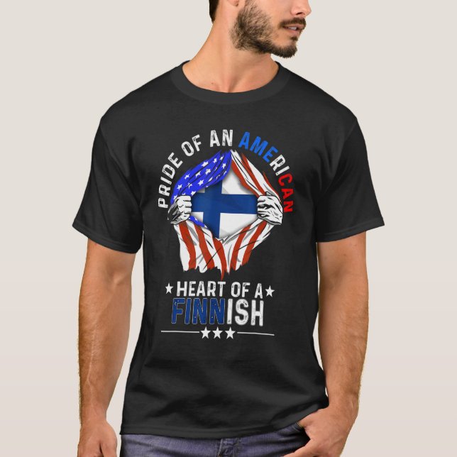 Camiseta Fin do País Exterior do Orgulho Americano Finlandê (Frente)