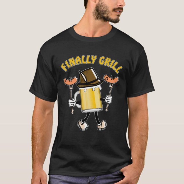 Camiseta FINALLY GRILL Barbecue Time Grill Sausage Steak Gr (Frente)