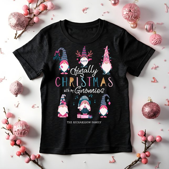 Camiseta Finalmente Natal Com Meus Gnomos Engraçados (Finally Christmas With My Gnomies Funny Gnomes Tri-Blend Shirt)