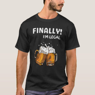 Camiseta Finalmente sou aniversário de 21 anos 21 Cerveja L