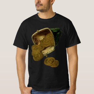 Camiseta Finanças Empresariais Antigas, Moeda de Ouro no Po