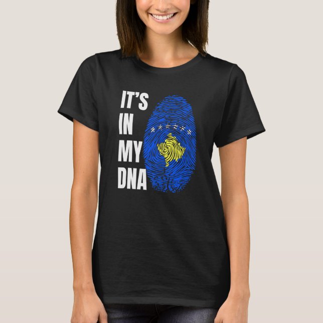 Camiseta Fingerprint DNA Biometry Cosovarian Flag Kosovo   (Frente)