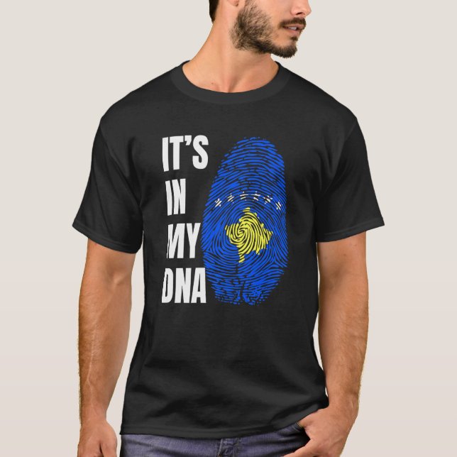 Camiseta Fingerprint DNA Biometry Cosovarian Flag Kosovo   (Frente)