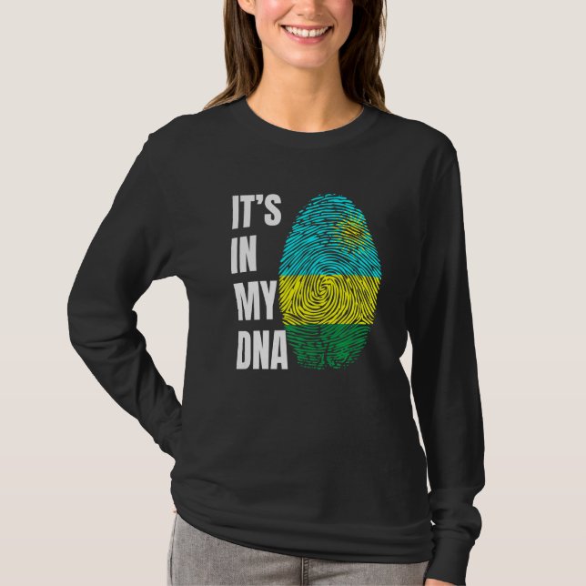 Camiseta Fingerprint DNA Biometry Flag Rwanda (Frente)