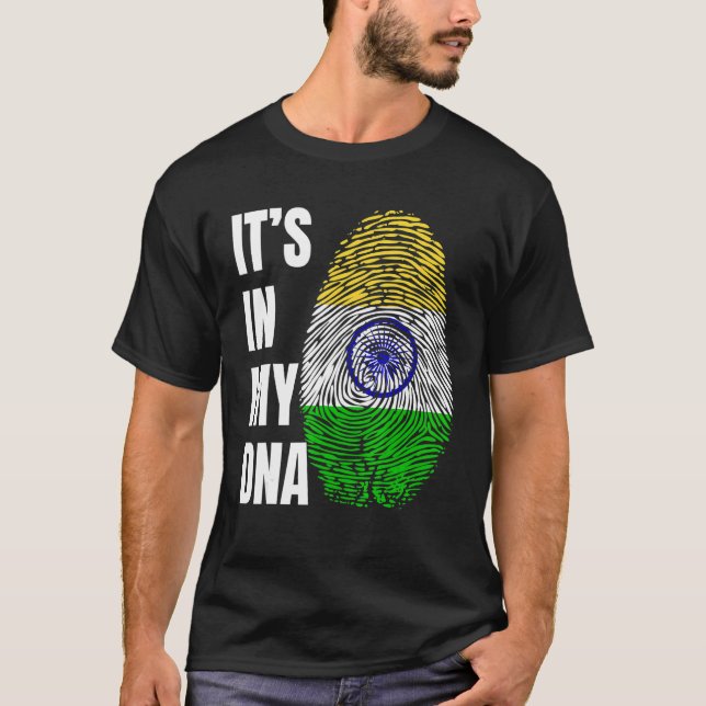 Camiseta Fingerprint DNA Biometry Indian Flag India (Frente)