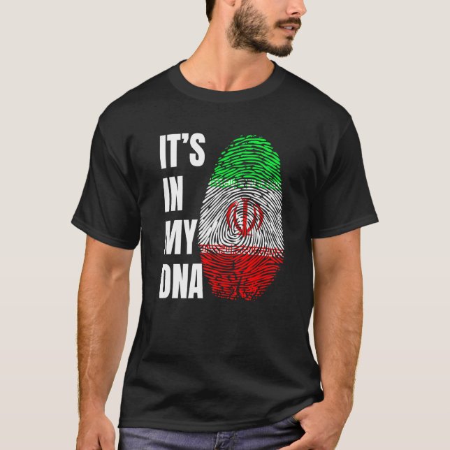 Camiseta Fingerprint DNA Biometry Iranian Flag Iran   (Frente)