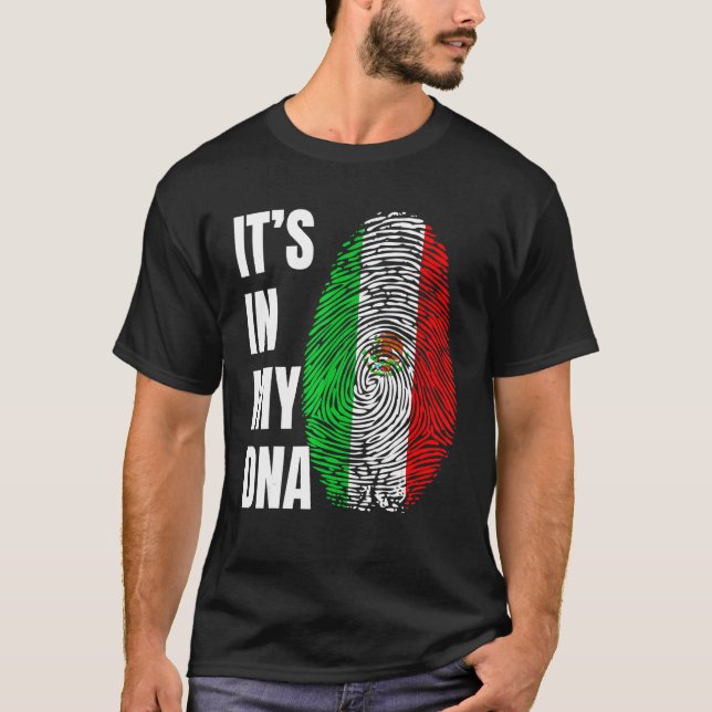 Camiseta Fingerprint DNA Biometry Mexican Flag Mexico (Frente)