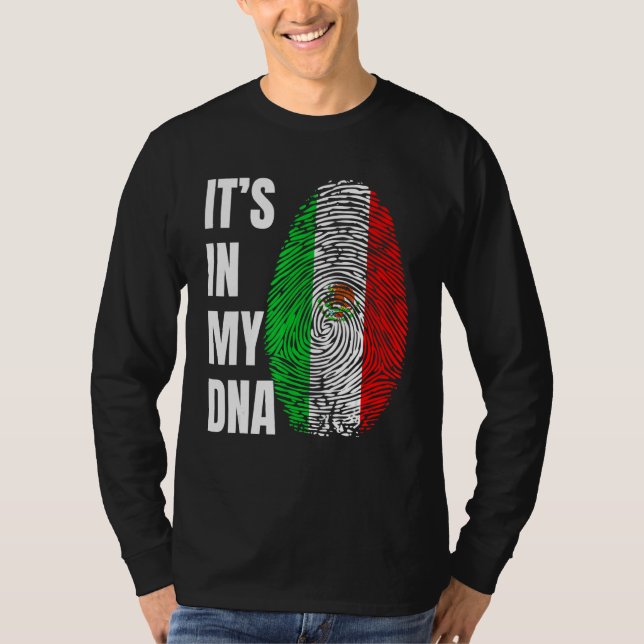 Camiseta Fingerprint DNA Biometry Mexican Flag Mexico (Frente)