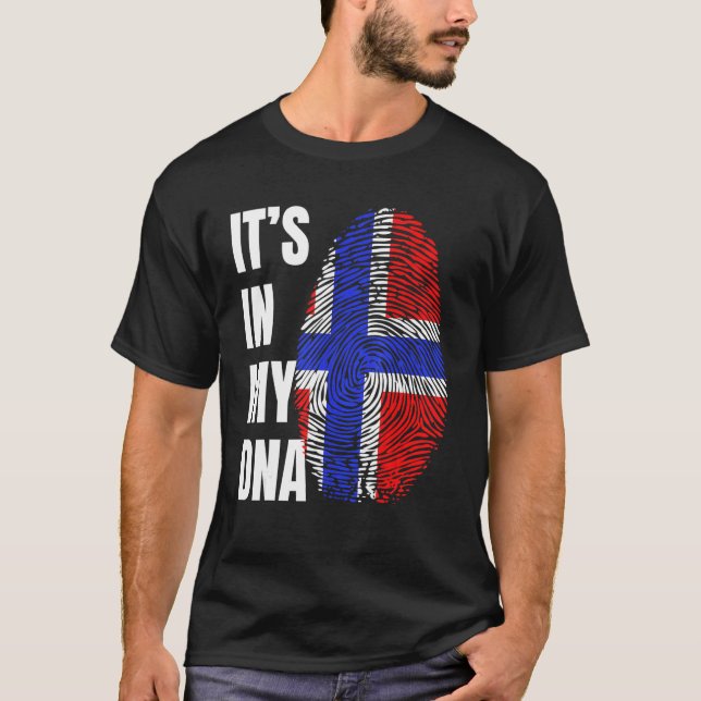 Camiseta Fingerprint DNA Biometry Norwegian Flag (Frente)