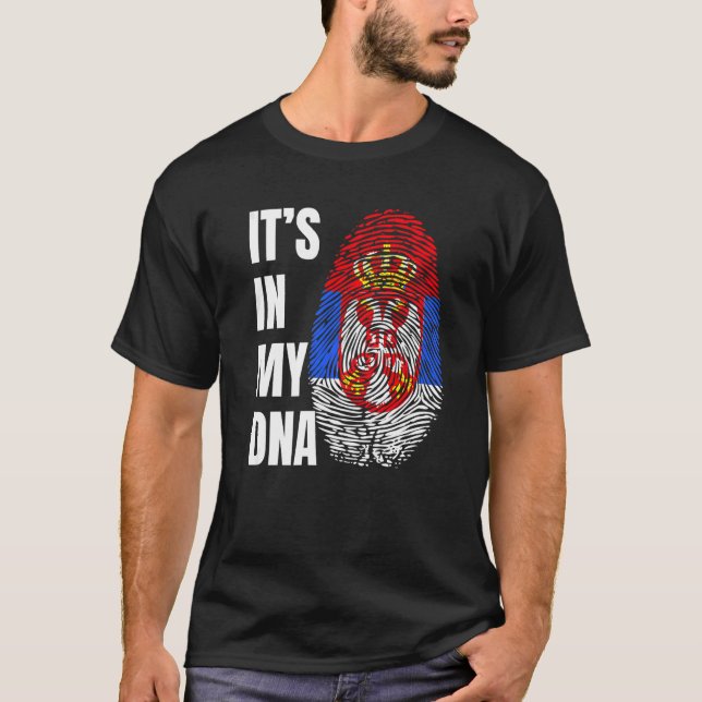 Camiseta Fingerprint DNA Biometry Serbian Flag   (Frente)