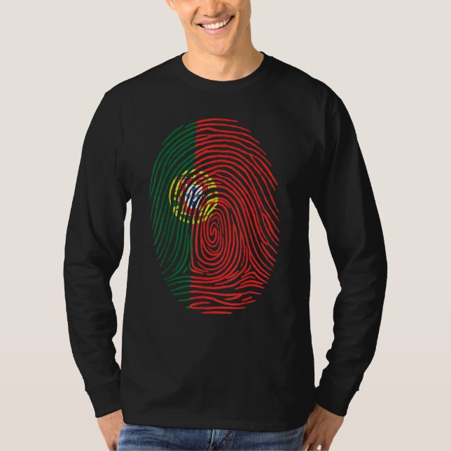 Camiseta Fingerprint Proud Portuguese Roots Portugal Flag (Frente)