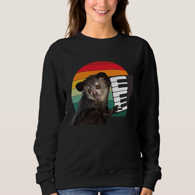 Camiseta Fingers Animal Aye aye Piano Retro Men Women Kids (Frente)