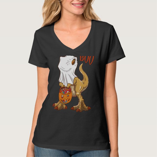 Camiseta Fingindo que sou um fantasma Rex Jack O' Lantern H (Frente)