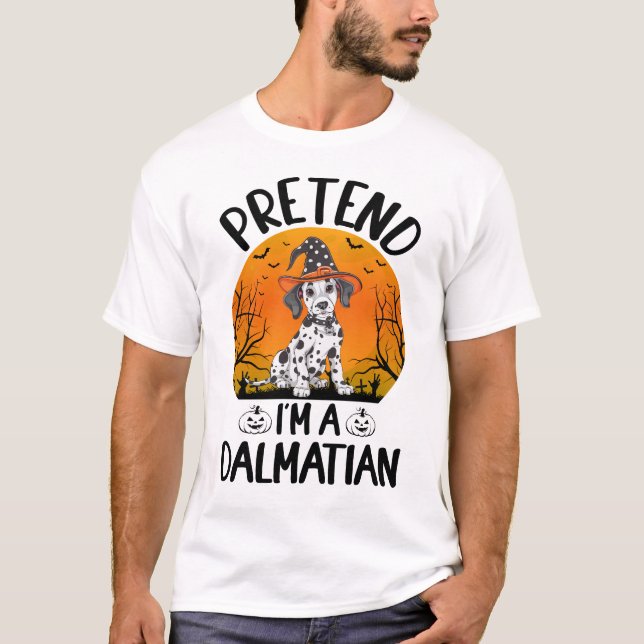 Camiseta Fingir que sou um cachorro dálmata no Halloween (3 (Frente)