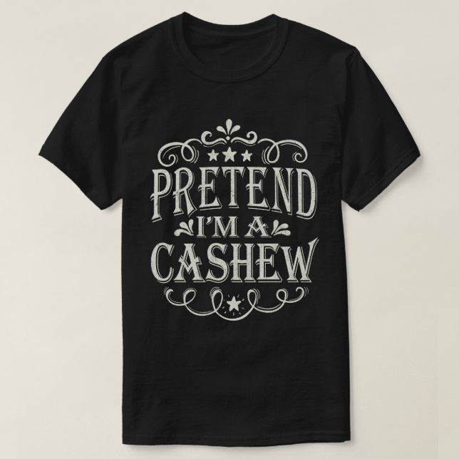 Camiseta Fingir que sou um Cashew Fácil Fodora de Halloween (Frente do Design)