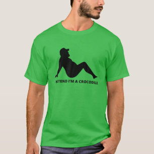Camiseta Fingir que sou um crocodilo, simples e preguiçoso