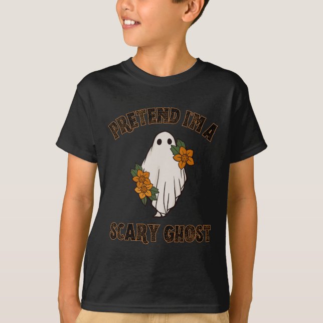 Camiseta Fingir que sou um fantasma assustador de Halloween (Frente)