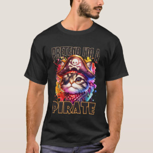 Camiseta Fingir Que Sou Um Gato De Aventura Pirata Desenho 