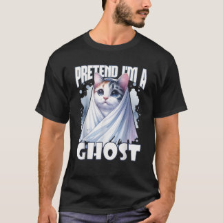 Camiseta Fingir que sou um Ghost Cat Themed Halloween Art