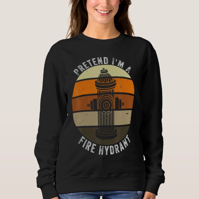 Camiseta Fingir que sou um Hydrant Retro Lazy Halloween Co (Frente)