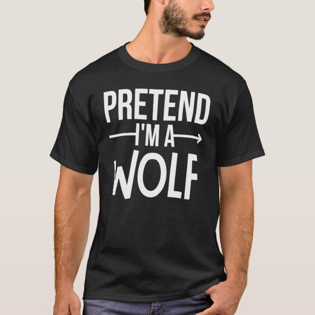 Camiseta Fingir que sou um Lobo de Halloween. (Frente)