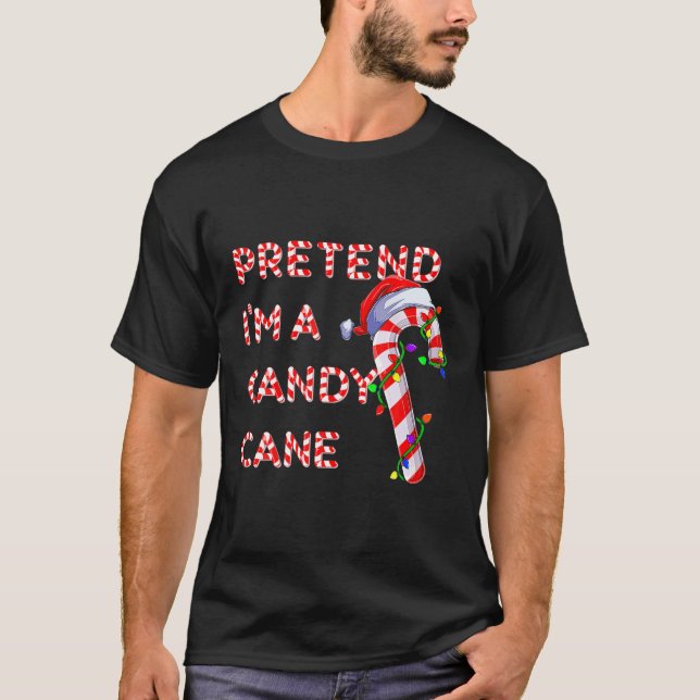 Camiseta Fingir que sou um Papai noel de Candy Cane Crew Ch (Frente)