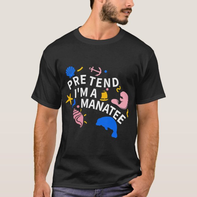 Camiseta Fingir que sou um peixe-boi-Presente engraçado par (Frente)