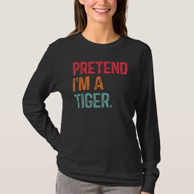Camiseta Fingir que sou um Tigre, Cos de Halloween preguiço (Frente)