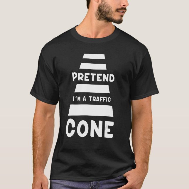 Camiseta Fingir que sou um traje de cone de trânsito Cone H (Frente)