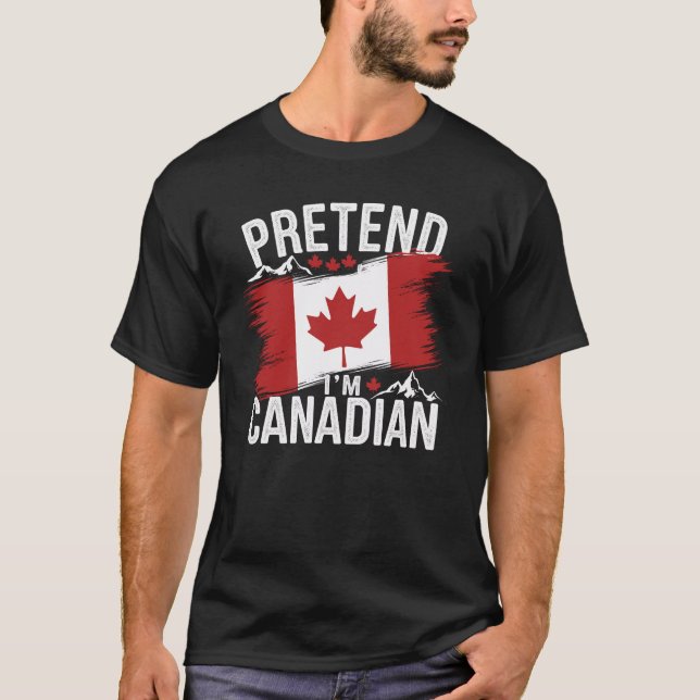 Camiseta Finja que sou a Bandeira da Folha de Bordo Canaden (Frente)