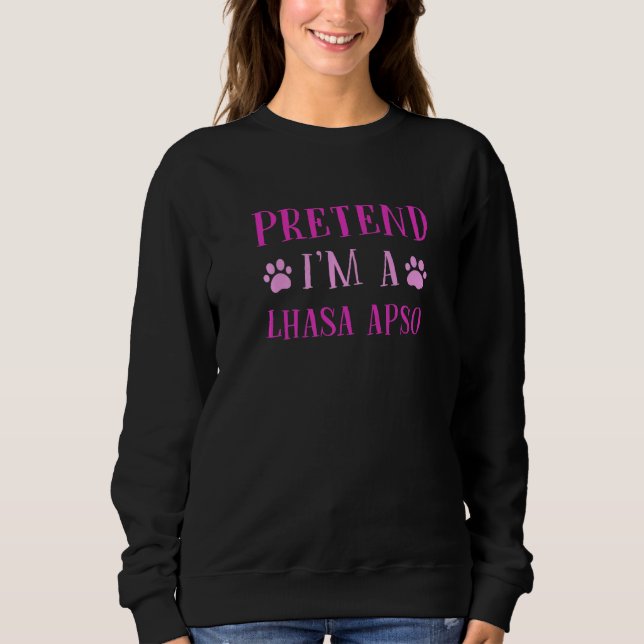 Camiseta Finja que sou Lhasa Apso Long Haired Lhasa Humor (Frente)