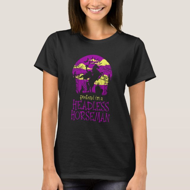Camiseta Finja que sou um Cavaleiro Sem Cabeça e Abóbora de (Frente)