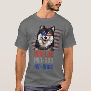 Camiseta Finlandês Lapphund Pro Life Pro Deus Pro Cães Prem