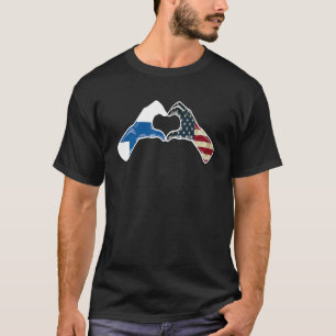 Camiseta Finlândia Americano Bandeira EUA EUA Coração Finl