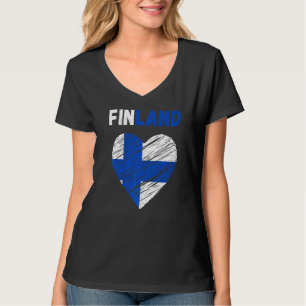 Camiseta Finlândia Bandeira Feriado Finlândia Coração Bande