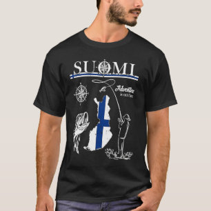 Camiseta Finlândia Equipe de Pesca Suomi  Tour de Pesca  Fi