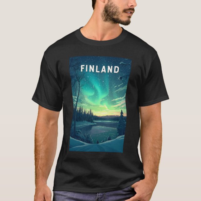 Camiseta Finlândia Ilustração Viagem Art Vintage (Frente)